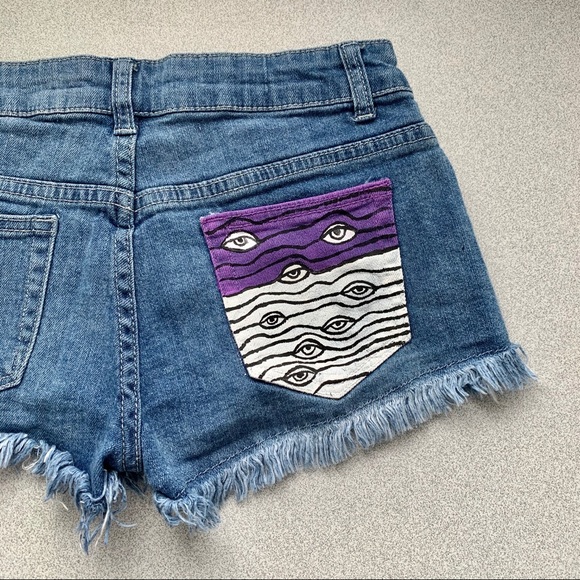 Hand Painted Jean Shorts - Picture 1 of 5
